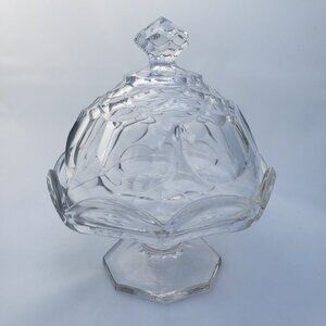 Vintage L.E. Smith Clear Glass Pedestal Dominion Candy Box No. 354